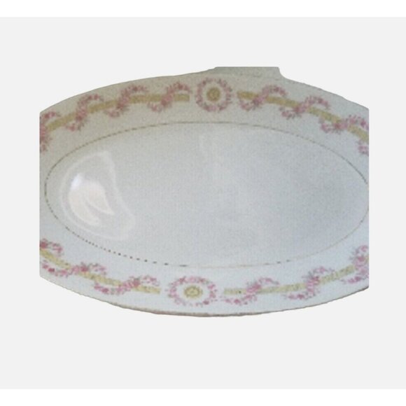 Relish Plate Oval Cheryl by ROYAL M-MITA 10" long Floral Pink - Picture 8 of 12